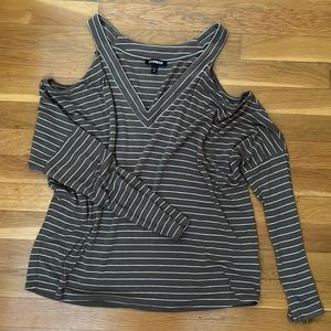 Express olive green cold shoulder top
